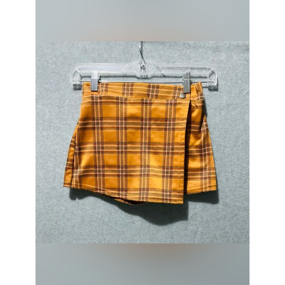 Sweet Stories Kids Size 6X Yellow Plaid Skort School Style Academic Check Shorts